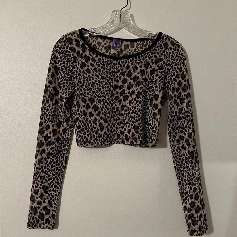 G You leopard print cropped long sleeve